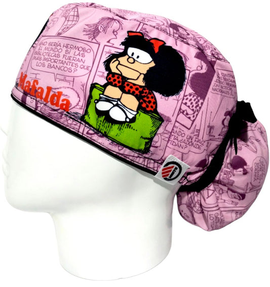 Gorro Quirúrgico Mujer y Portacarnet Mafalda Rosa Claro - gorro antifluido para mujer Doctools - foto 1