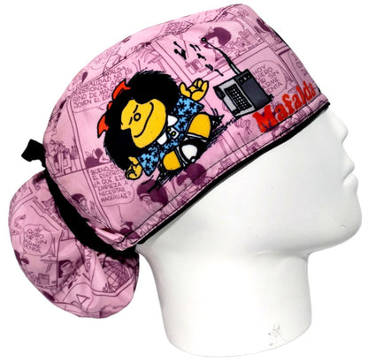 Gorro Quirúrgico Mujer y Portacarnet Mafalda Rosa Claro - gorro antifluido para mujer Doctools - foto 2