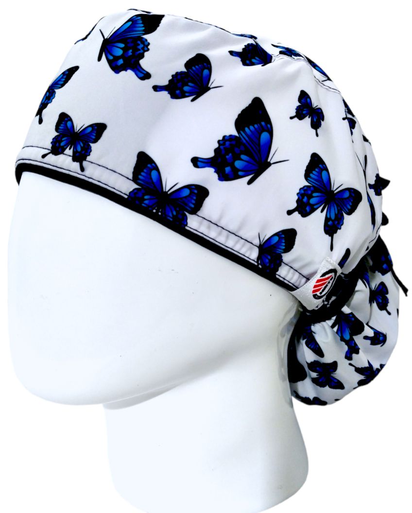 Gorro Quirúrgico Mujer y Portacarnet Mariposas Azules - gorro antifluido para mujer Doctools - foto 1