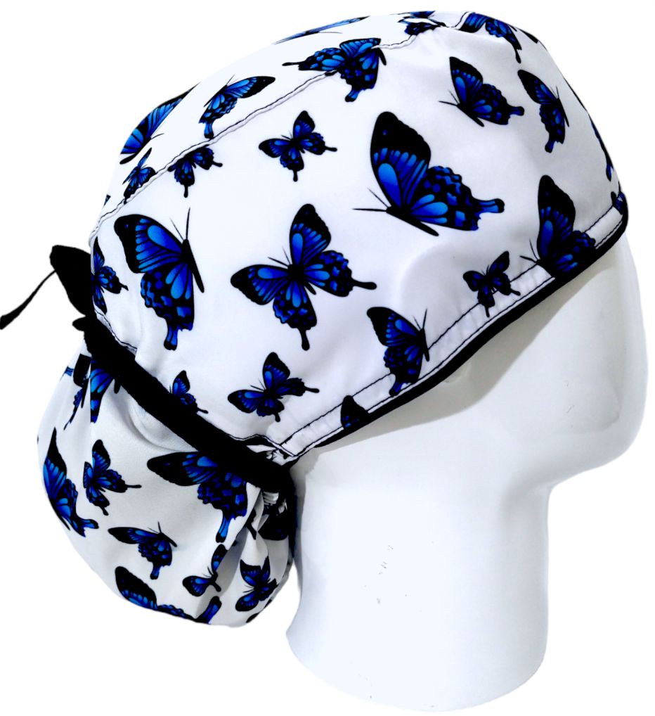 Gorro Quirúrgico Mujer y Portacarnet Mariposas Azules - gorro antifluido para mujer Doctools - foto 2