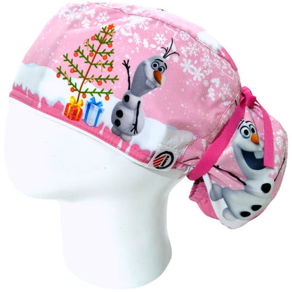 Gorro Quirúrgico Mujer y Portacarnet Olaf Rosa Frozen - gorro antifluido para mujer Doctools - foto 1