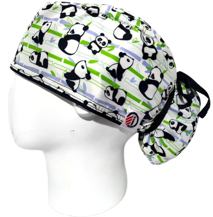 Gorro Quirúrgico Mujer y Portacarnet Panda Blanco - gorro antifluido para mujer Doctools - foto 1