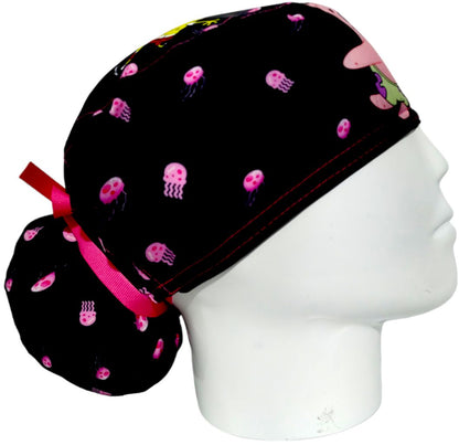 Gorro Quirúrgico Mujer y Portacarnet Patricio Estrella Negro - gorro antifluido para mujer Doctools - foto 2
