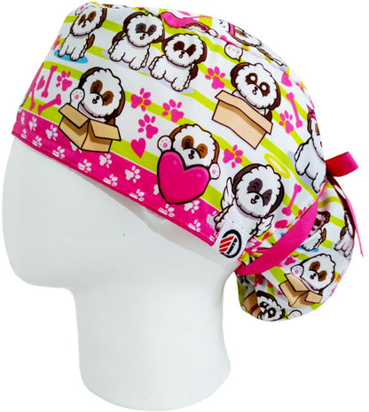 Gorro Quirúrgico Mujer y Portacarnet Perritos Shih Tzu - gorro antifluido para mujer Doctools - foto 1