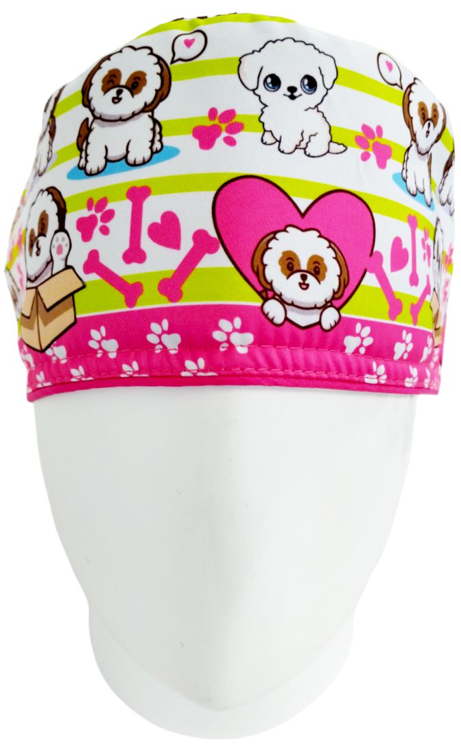 Gorro Quirúrgico Mujer y Portacarnet Perritos Shih Tzu - gorro antifluido para mujer Doctools - foto 3