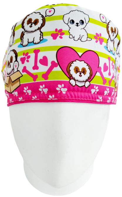 Gorro Quirúrgico Mujer y Portacarnet Perritos Shih Tzu - gorro antifluido para mujer Doctools - foto 3