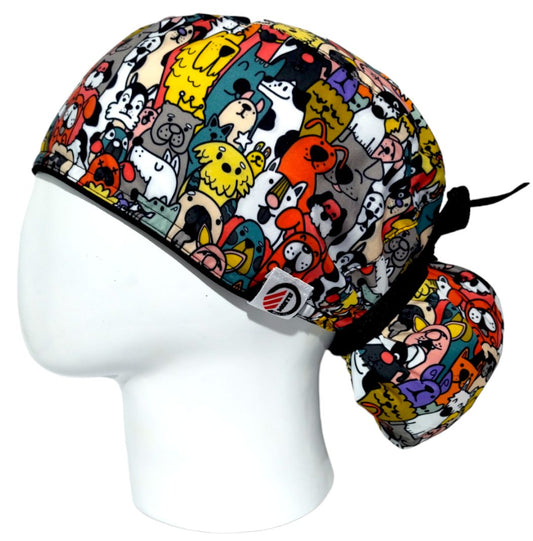Gorro Quirúrgico Mujer y Portacarnet Perros Coloridos - gorro antifluido para mujer Doctools - foto 1