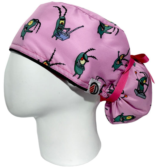 Gorro Quirúrgico Mujer y Portacarnet Plankton Rosa - gorro antifluido para mujer Doctools - foto 1