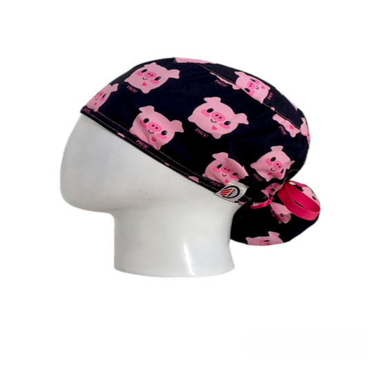 Gorro Quirúrgico Mujer y Portacarnet Cerditos Negro - gorro antifluido para mujer Doctools - foto 1