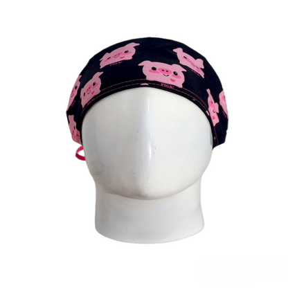 Gorro Quirúrgico Mujer y Portacarnet Cerditos Negro - gorro antifluido para mujer Doctools - foto 3