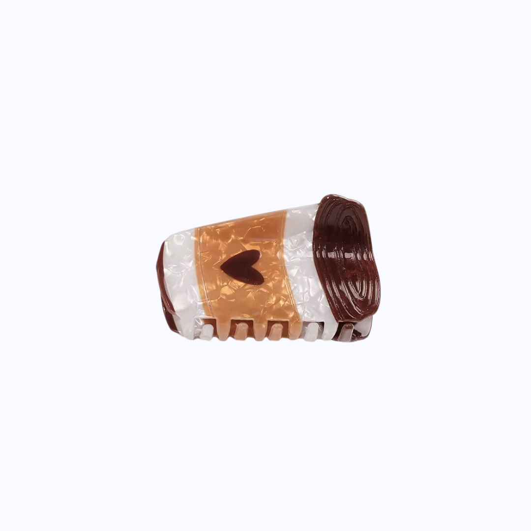 Gancho para Cabello Acetato Heart Latte