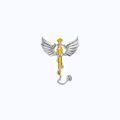 Pin Metálico Caduceo Médico con Alas Plateadas, Jeringa Dorada y Estetoscopio