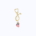 Pin Metálico Estetoscopio Dorado con Dije Colgante Corazón