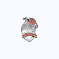 Pin Metálico Corazón Anatómico con Rosa y Mano "Rose & Love"
