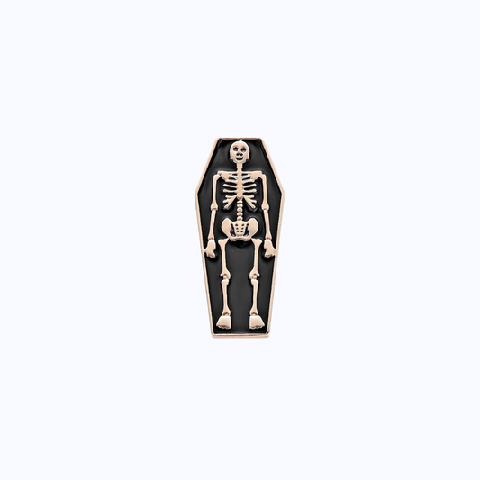 Metal Coffin Skeleton Pin
