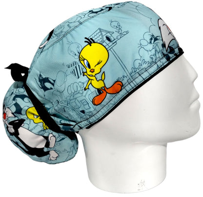 Gorro Quirúrgico Mujer y Portacarnet Silvestre Azul - gorro antifluido para mujer Doctools - foto 2