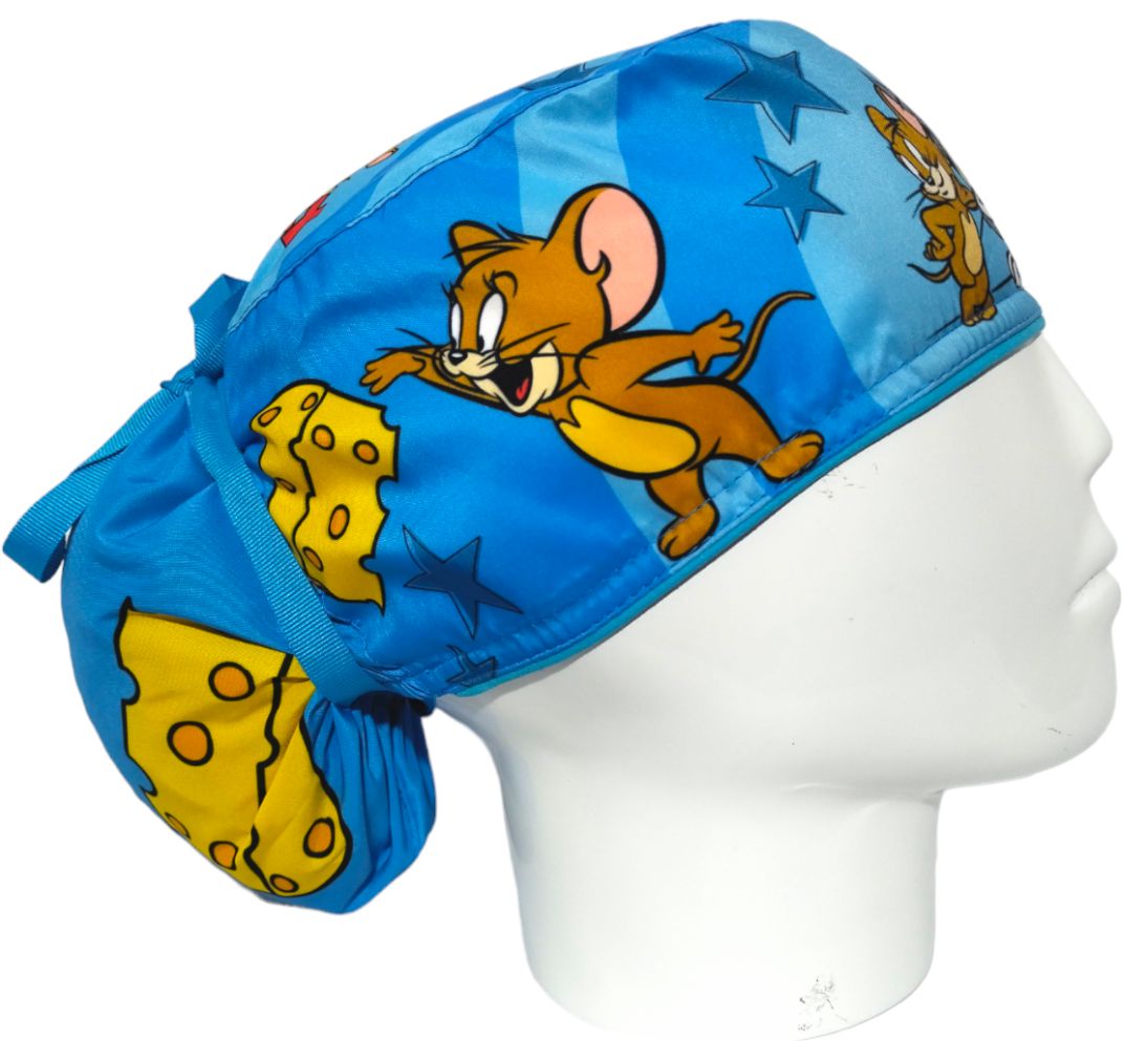 Gorro Quirúrgico Mujer y Portacarnet Tom y Jerry Azul - gorro antifluido para mujer Doctools - foto 2