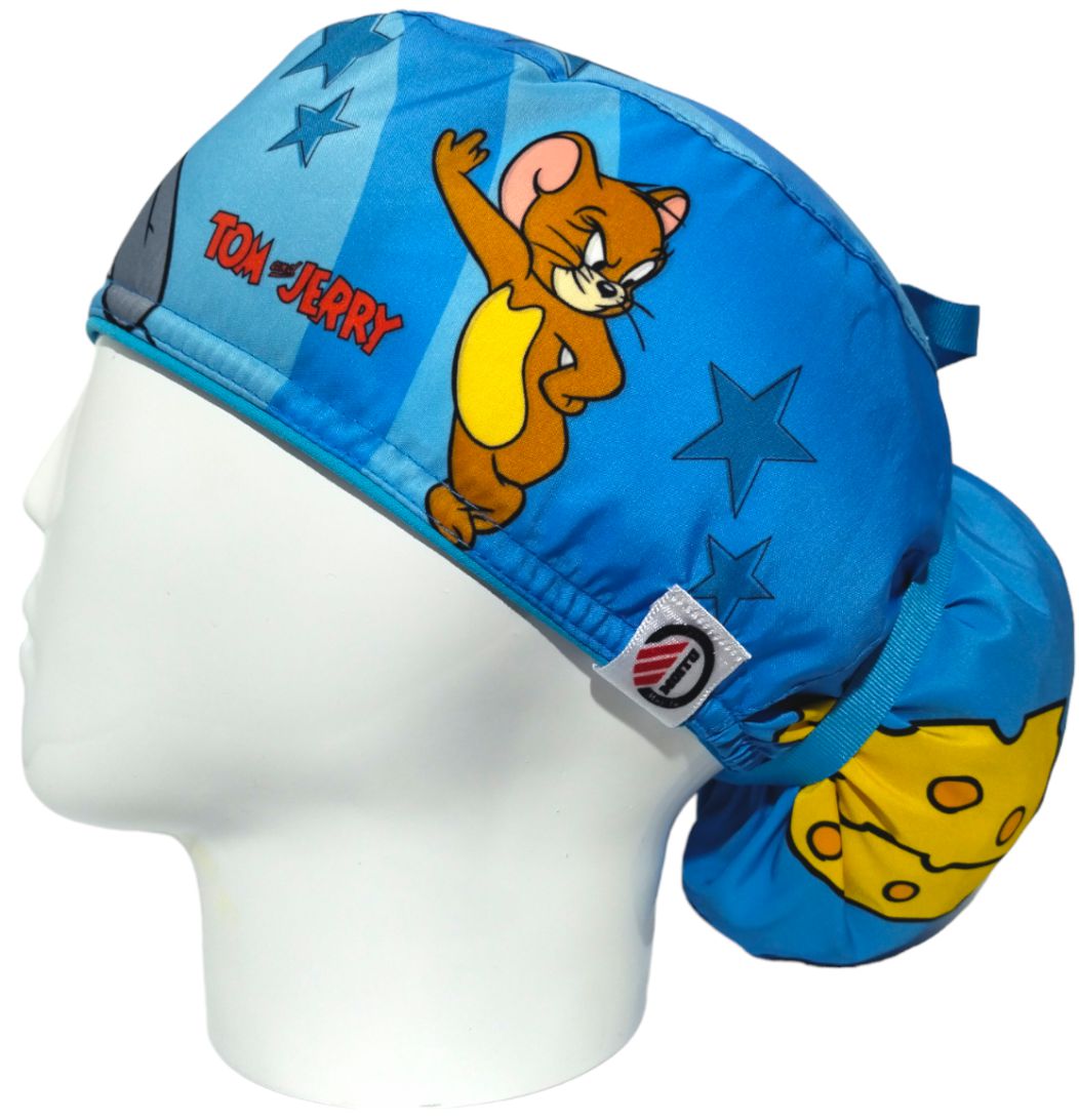 Gorro Quirúrgico Mujer y Portacarnet Tom y Jerry Azul - gorro antifluido para mujer Doctools - foto 1