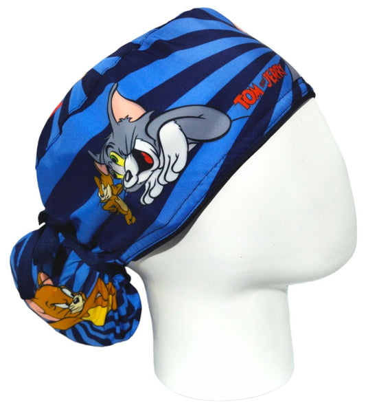 Gorro Quirúrgico Mujer y Portacarnet Tom y Jerry Rayas - gorro antifluido para mujer Doctools - foto 2
