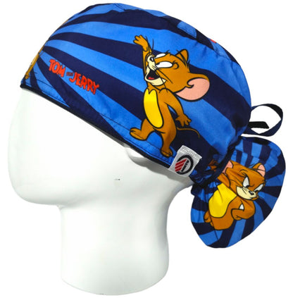Gorro Quirúrgico Mujer y Portacarnet Tom y Jerry Rayas - gorro antifluido para mujer Doctools - foto 1