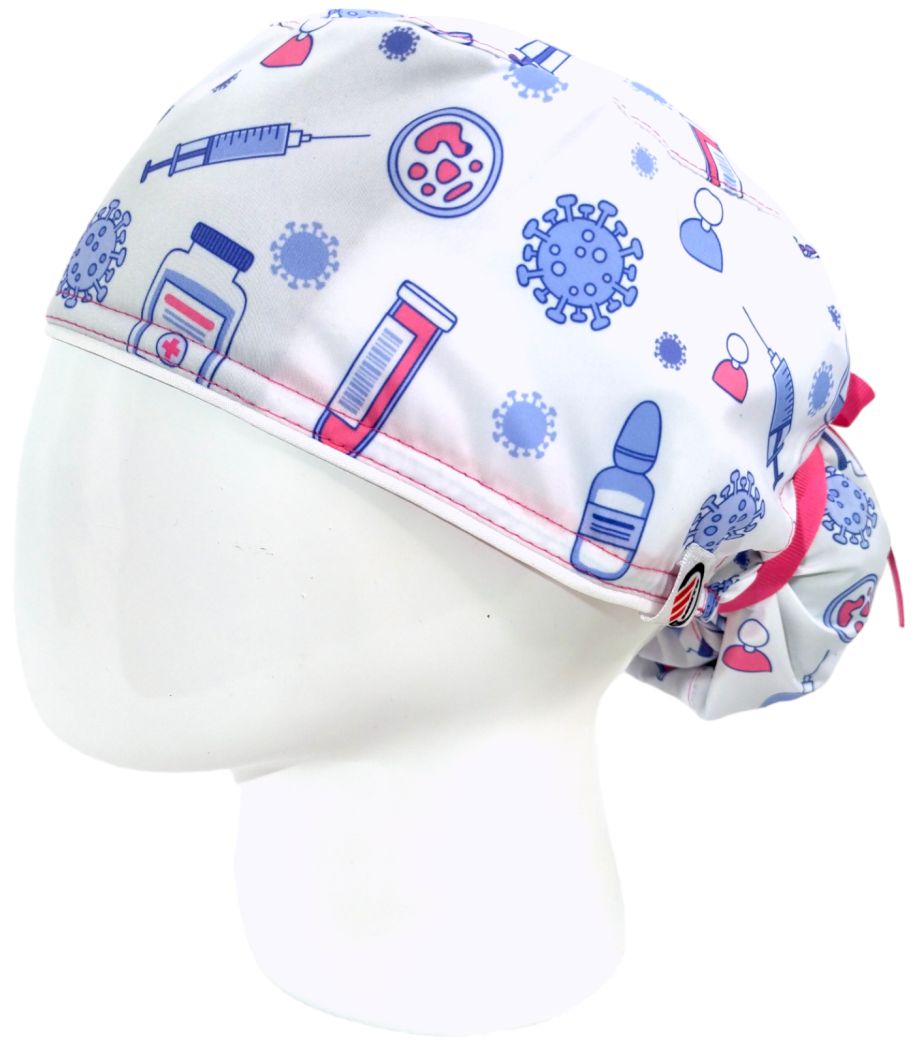 Gorro Quirúrgico Mujer y Portacarnet Vacunación Blanco - gorro antifluido para mujer Doctools - foto 1