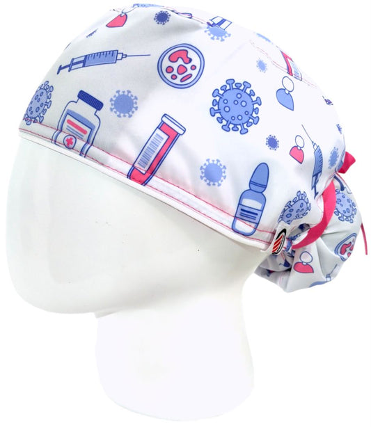 Gorro Quirúrgico Mujer y Portacarnet Vacunación Blanco - gorro antifluido para mujer Doctools - foto 1