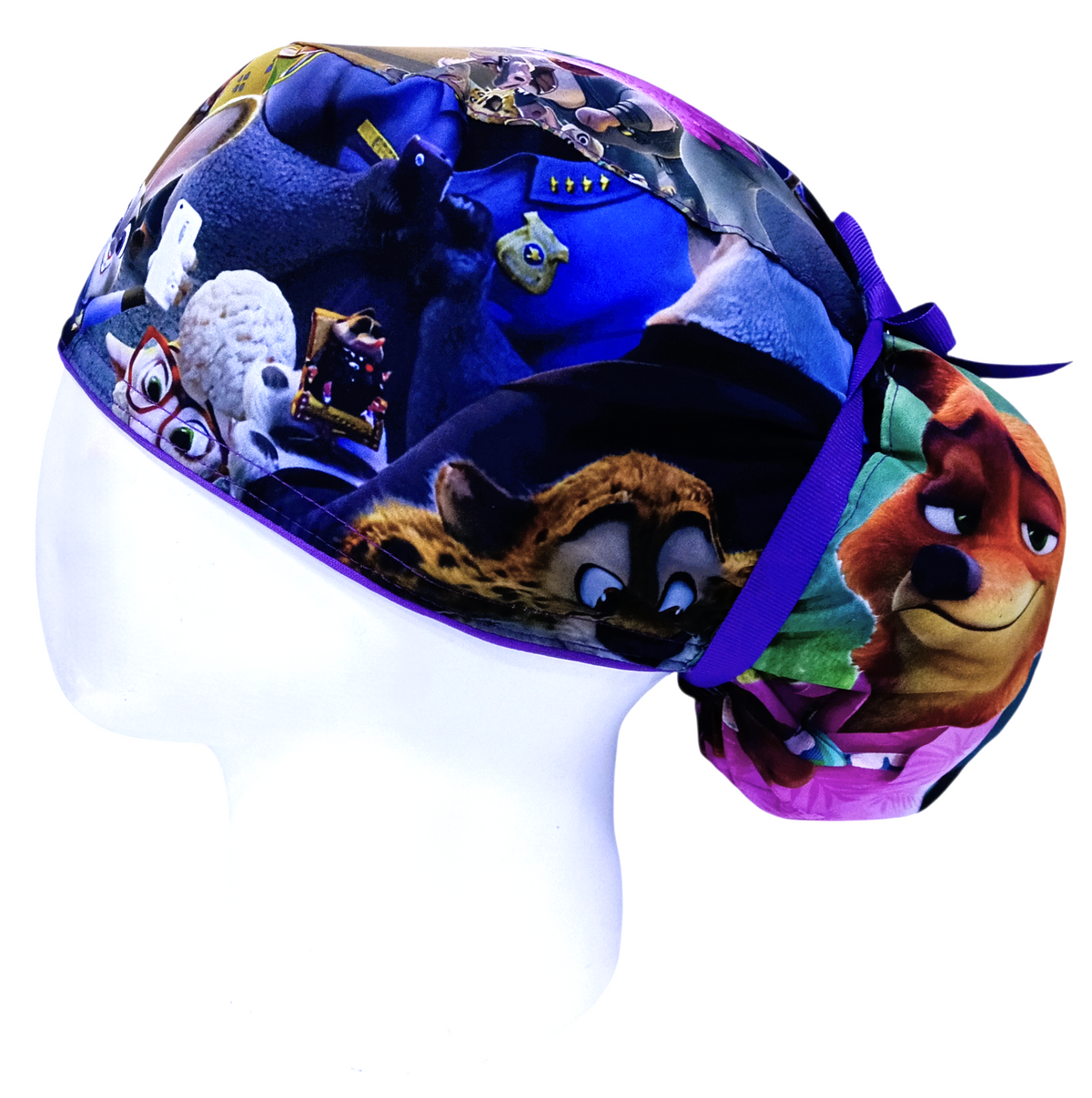 Gorro Quirúrgico Mujer y Portacarnet Zootopia Morado - gorro antifluido para mujer Doctools - foto 1