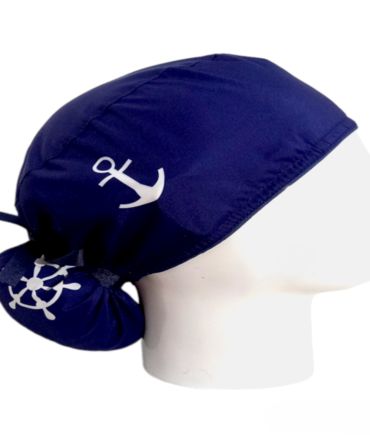Gorro Quirúrgico Mujer + Lanyard Ancla Marina Azul Oscuro