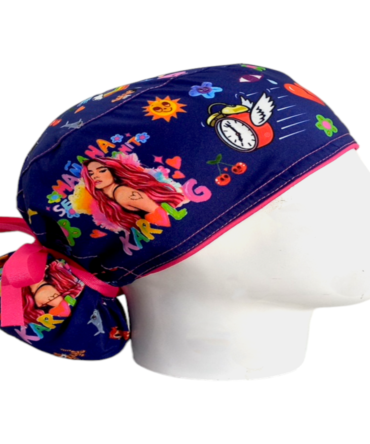 Gorro Quirúrgico Mujer + Lanyard Bichota Karol G Azul