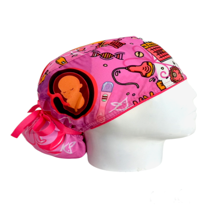 Gorro Quirúrgico Mujer + Lanyard Etapas Embarazo Ginecologia