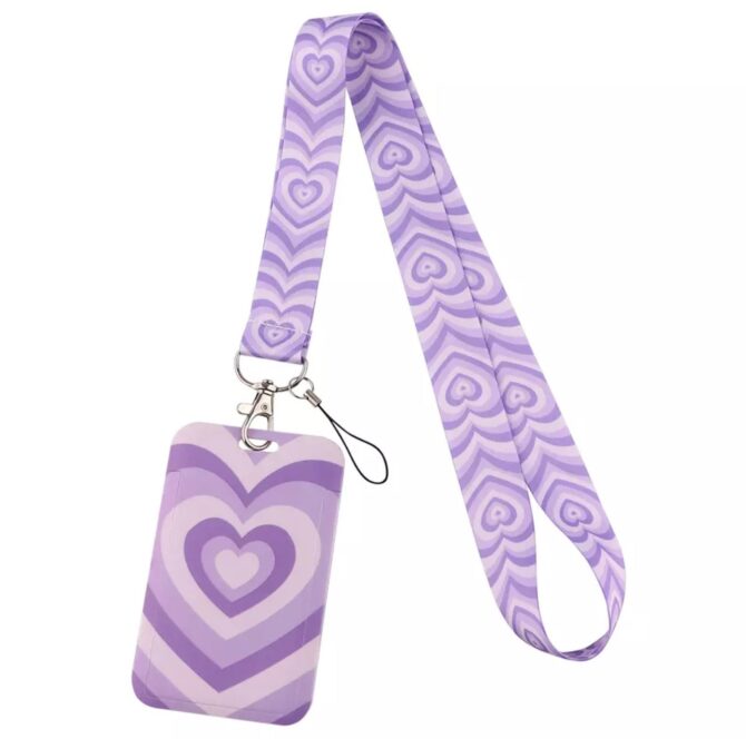 Porta Carnet (Lanyard) Corazones Lila