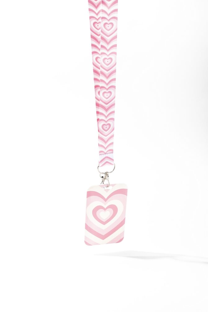 Porta Carnet (Lanyard) Corazones Rosados