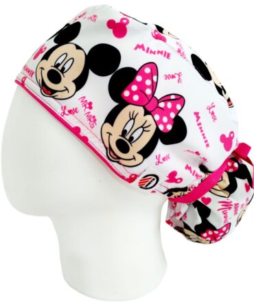 Gorro Quirúrgico Mujer + Lanyard Mini Mouse White Pink