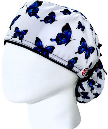 Gorro Quirúrgico Mujer + Lanyard Mariposas Azules