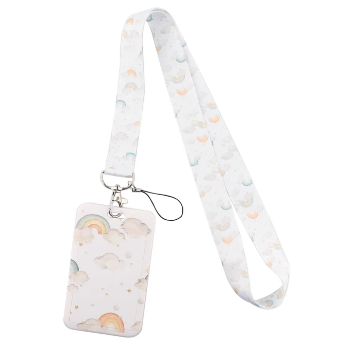 Porta Carnet (Lanyard) Cloudy Rainbow