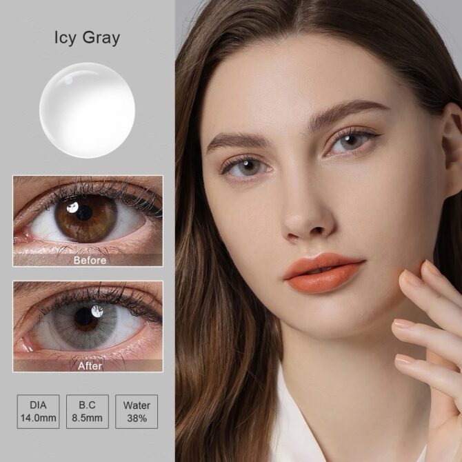 Lentes de Contacto Sin Borde Color/Tono Icy Gray