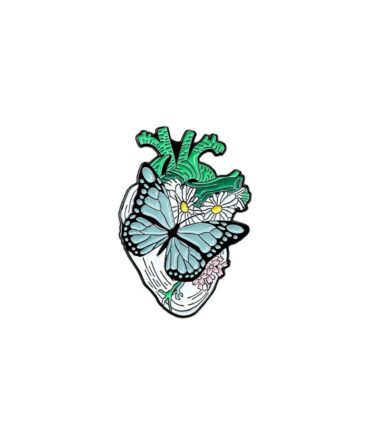 Pin Metálico Corazón Mariposa Green