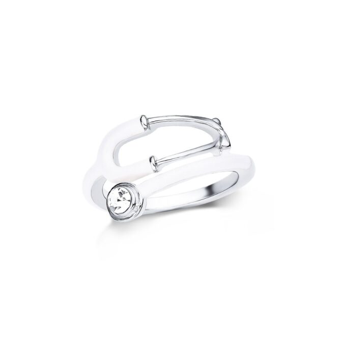 Anillo Estetoscopio Esmalte White Silver