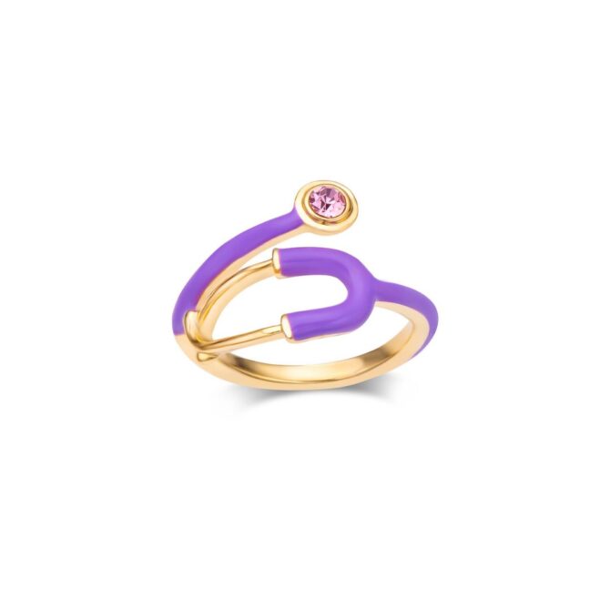 Anillo Estetoscopio Esmalte Purple Gold