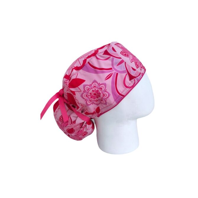 Gorro Quirúrgico Mujer + Lanyard Mandalas Textura Fucsia - Imagen 3