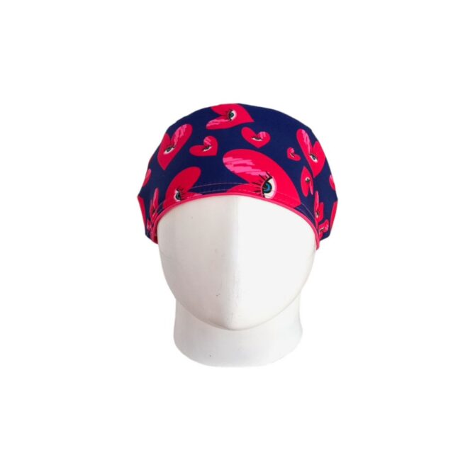 Gorro Quirúrgico Mujer + Lanyard Ojo Turco Corazones Azul Oscuro - Imagen 2