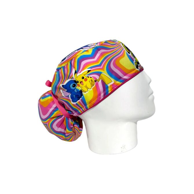 Gorro Quirúrgico Mujer + Lanyard Pikachu & Stitch Psicodélico - Imagen 3