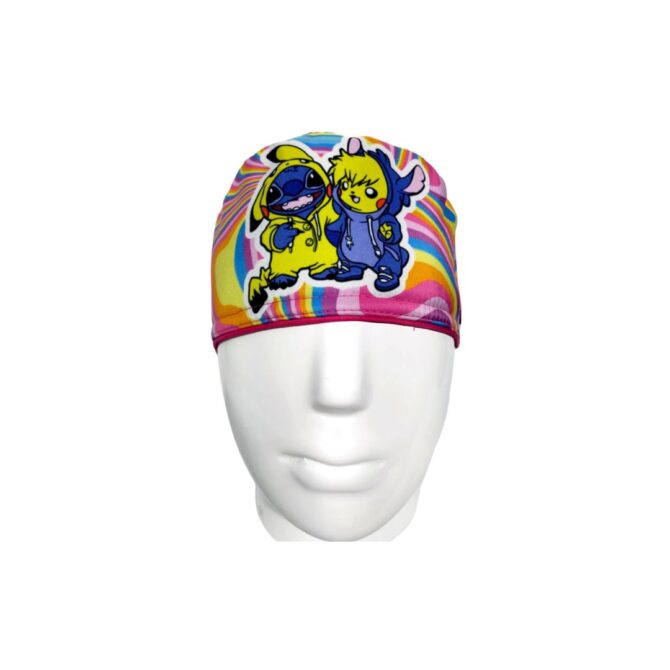 Gorro Quirúrgico Mujer + Lanyard Pikachu & Stitch Psicodélico - Imagen 2