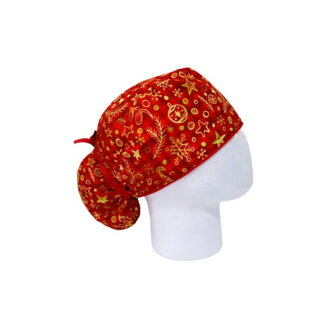 Gorro Quirúrgico Mujer + Lanyard Navidad Estelar Rojo - Imagen 3