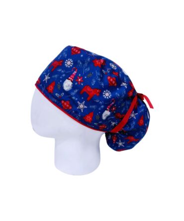 Gorro Quirúrgico Mujer + Lanyard Gnomo Navidad Azul