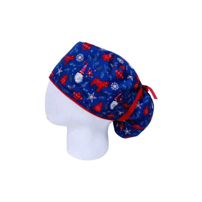 Gorro Quirúrgico Mujer + Lanyard Gnomo Navidad Azul