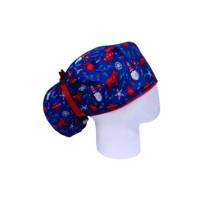 Gorro Quirúrgico Mujer + Lanyard Gnomo Navidad Azul - Imagen 3